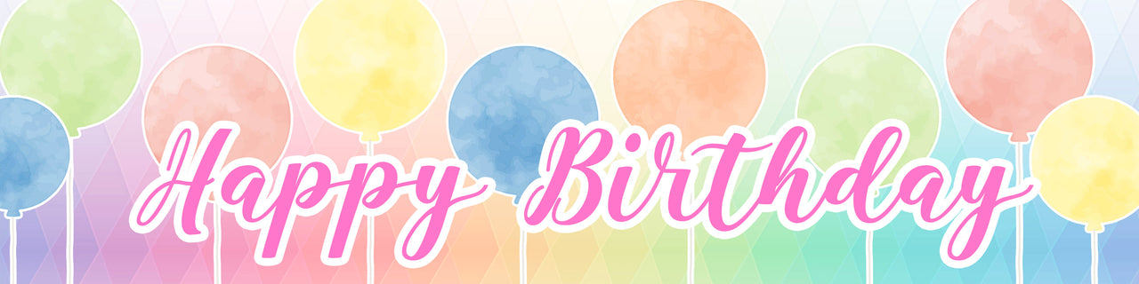 Birthday Pastel Balloons Banner 4pk